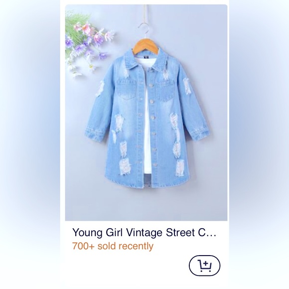 BNIB GIRLS DISTRESSED LONG DENIM JACKET 6 Y - Picture 12 of 16